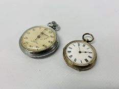 A plated fob watch along with a steel cased Smiths yachting timer