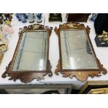 Two similar George III style mahogany fret mirrors,