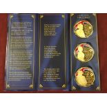 WINDSOR MINT 2016 GOD SAVE THE QUEEN 70mm GOLD PLATED PROOF STRIKES IN COMMEMORATIVE FOLDER.