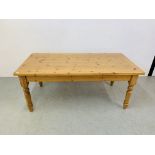 HEAVY QUALITY SOLID PINE KITCHEN TABLE. WIDTH 92cm, LENGTH 183cm.