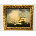 C19TH SCHOOL: C19TH BRITISH VESSEL IN PURSUIT OF THE ENEMY, OIL ON CANVAS,