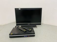 A SONY BRAVIA 26" FLATSCREEN TELEVISION WITH SONY 160Gb HDD RECORDER - REMOTES WITH AUCTIONEER -