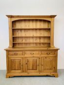 A GOOD QUALITY SOLID PINE TRADITIONAL FARMHOUSE DRESSER,