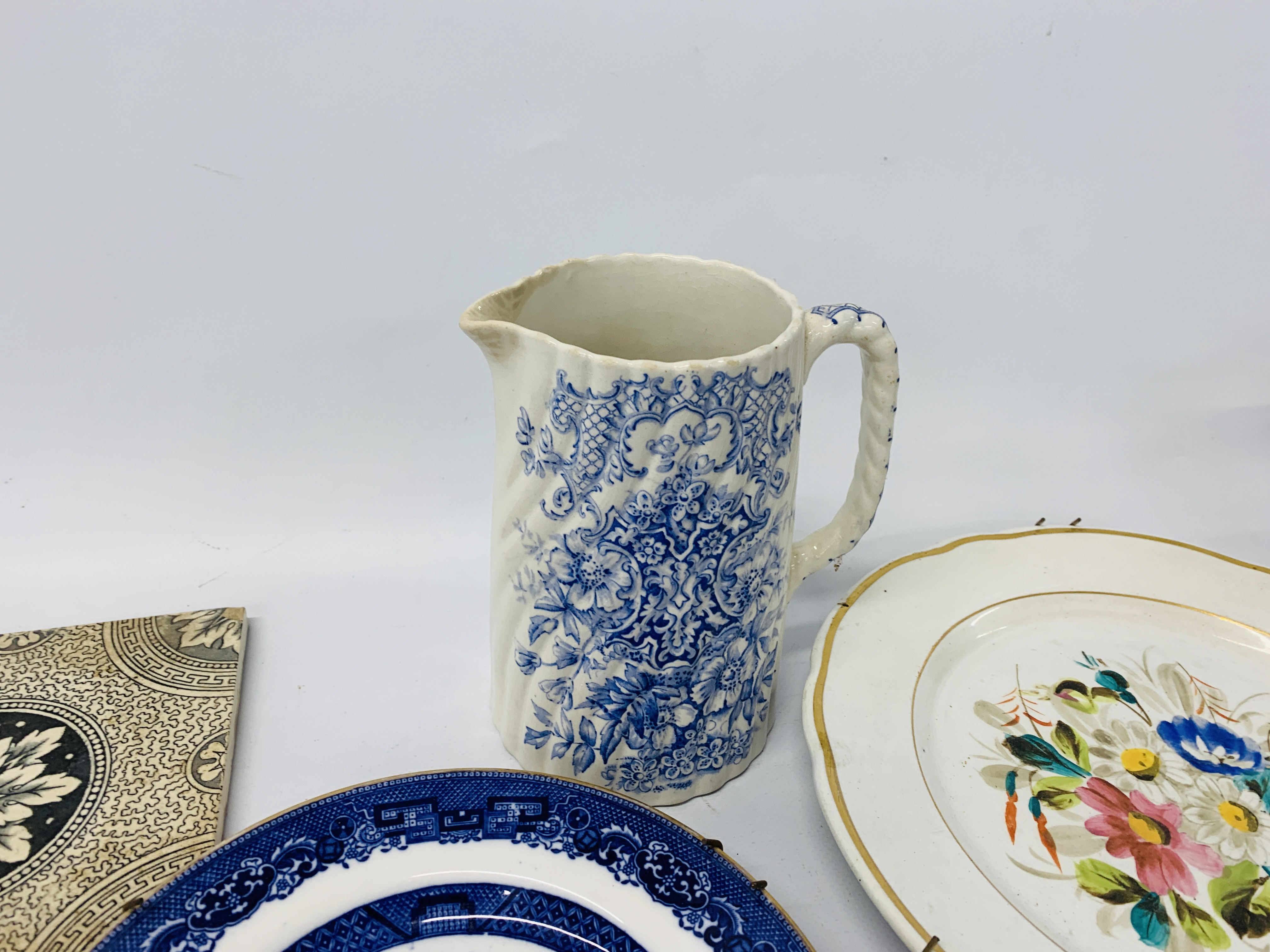 MASONS IRONSTONE MEAT DISH DIAMETER 52cm, FOUR VINTAGE PATTERNED TILES, TWO ORIENTAL VASES, - Image 26 of 29