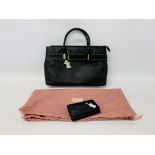 A GENUINE RADLEY BLACK LEATHER HANDBAG UNUSED STYLE 58702 ALONG WITH A RADLEY BLACK LEATHER PURSE