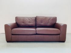 A TAN LEATHER SOFA. WIDTH 196cm, DEPTH 97cm.