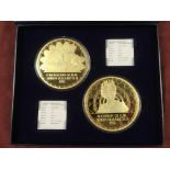 WINDSOR MINT 2016 ACCESSION AND CORONATION OF QUEEN ELIZABETH 100mm GOLD PLATED PROOF STRIKES IN