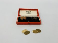 A pair of 9ct gold cufflinks engraved MS along with a further pair of 9ct gold cufflinks engraved