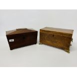 A Regency mahogany tea caddy retaining a mixing bowl,