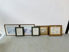 A GROUP OF 14 FRAMED PICTURES, PRINTS AND MIRRORS TO INCLUDE, BOTANICAL, PRINTS BROADLAND SCENES,