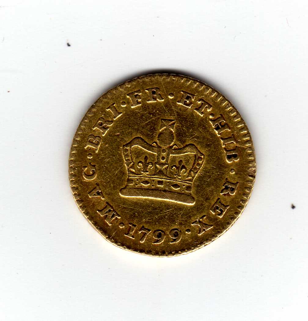 GOLD COINS: GB THIRD GUINEA, 1799, SCARC