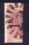 BARBADOS: 1878 1d ON HALF OF 5/- TYPE 3a