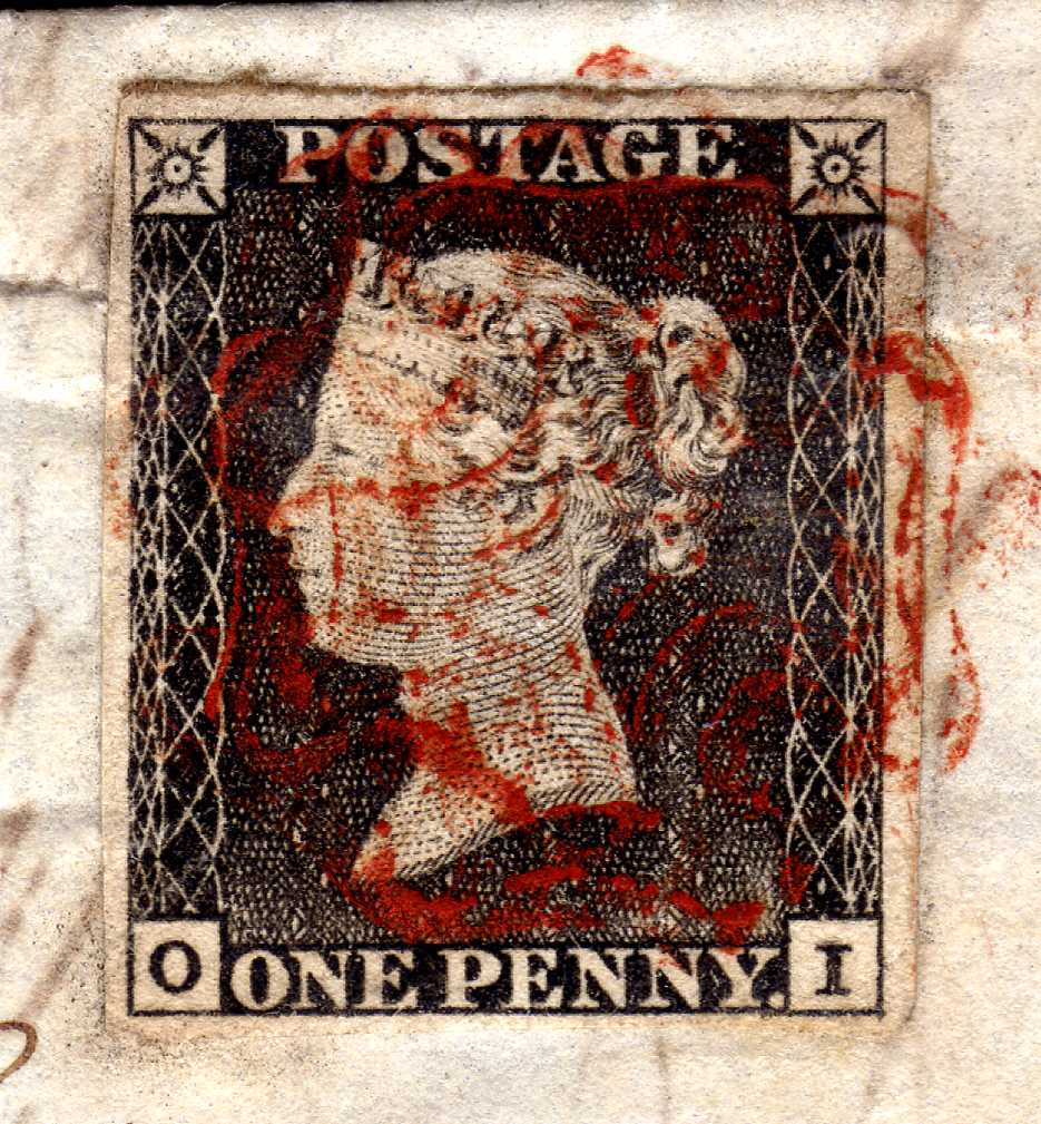 GB: 1840 1d BLACK PLATE 1a DI FOUR MARGI - Image 2 of 2