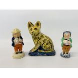 A PAIR OF VICTORIAN STAFFORDSHIRE FIGURES OF A STANDING TOBY & COMPANION,