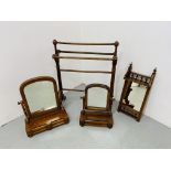 TWO VICTORIAN MAHOGANY SWING MIRRORS,