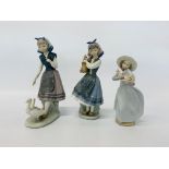 3 X LLADRO FIGURINES TO INCLUDE 2 FLOWER GIRLS & GIRL WITH GEESE