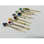 10 X VINTAGE BONE LACE MAKING BOBBINS ALL WITH SPANGLES,