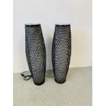 A PAIR METALCRAFT WOVEN METAL FLOOR STANDING LAMPS - HEIGHT 93CM.