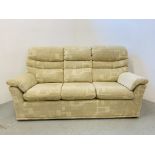 A G PLAN THREE SEATER MODERN SOFA WITH CREAM UPHOLSTERY - LENGTH 200CM.