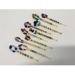 10 X VINTAGE BONE LACE MAKING BOBBINS ALL WITH SPANGLES,