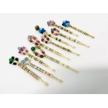 10 X VINTAGE BONE LACE MAKING BOBBINS ALL WITH SPANGLES,
