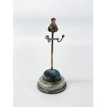 A SILVER HAT PIN STAND BY A & L LTD, BIRMINGHAM 1907, HEIGHT 9.5CM.