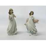 2 X LARGE LLADRO FIGURINES WITH FLOWER BASKETS