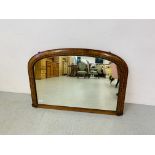 A VICTORIAN INLAID OVERMANTLE MIRROR - W 101CM. H 68CM.