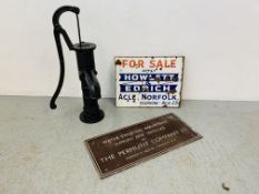 A VINTAGE ENAMELLED "HOWLETT & EDRICH ACLE" FOR SALE SIGN,