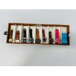 NINE VARIOUS FASHION WRIST WATCHES TO INCLUDE STORM, BREO, DISNEY, POOH BEAR ETC.