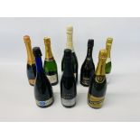 8 X VARIOUS BOTTLES OF SPARKLING WINE TO INCLUDE LAURENT-PERRIER CHAMPAGNE, PROSECCO, MARTINI,