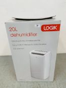 A LOGIK 20L PORTABLE DEHUMIDIFIER WITH INSTRUCTIONS - SOLD AS SEEN