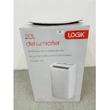 A LOGIK 20L PORTABLE DEHUMIDIFIER WITH INSTRUCTIONS - SOLD AS SEEN