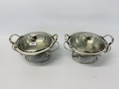 2 X ONEIDA STAINLESS STEEL LIDDED CHAFING DISHES