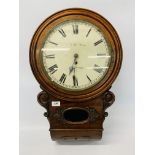 A VICTORIAN MAHOGANY DROP DIAL WALL CLOCK, THE DIAL MARKED J.