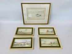 A GROUP OF FOUR JASON PARTNER WATERCOLOURS - LOCAL NORFOLK SCENES - THURNE MILL X 2,
