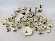 A COLLECTION OF APPROX 40 PIECES OF NORTH WALSHAM CRESTED WARE TO INCLUDE VARIOUS MAKES WILLOW ART,