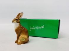 A BOXED JOHN BESWICK "HARE" (JBW17) - HEIGHT 12.8CM.