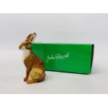 A BOXED JOHN BESWICK "HARE" (JBW17) - HEIGHT 12.8CM.