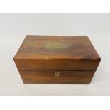 A C19TH MAHOGANY APOTHECARY'S TRAVELLING BOX, WITH LABEL GODFREY & COOKE, LONDON,