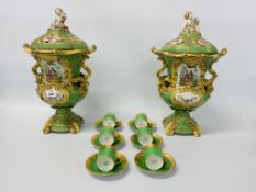 A PAIR OF MEISSEN STYLE COVERED VASES HEIGHT,