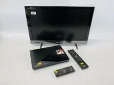 A SONY BRAVIA 22 INCH TELEVISION MODEL KDL-22EX320 (REMOTE WITH AUCTIONEER) PLUS SONY BLUE RAY DVD