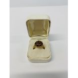 A 9CT GOLD ARMEDENE GARNET CLUSTER RING