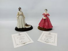 2 X ROYAL WORCESTER LIMITED EDITION FIGURINES - QUEEN ELIZABETH II 276 / 4500, QUEEN ELIZABETH,