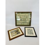 A FRAMED SET OF 50 PLAYERS CIGARETTE CARDS "CHARACTERS FROM DICKENS " ALONG WITH A FRAMED PRINT