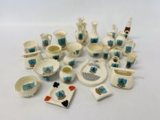 APPROX 27 PIECES OF NORTH WALSHAM CRESTED WARE MARKED W.H.