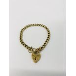 9CT GOLD BRACELET WITH 9CT GOLD PADLOCK & SAFETY CHAIN