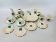 A COLLECTION OF APPROX 18 PIECES OF NORTH WALSHAM CRESTED WARE MARKED GOSS COMPRISING PLATE,