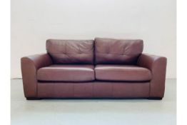 A TAN LEATHER SOFA. WIDTH 196cm, DEPTH 97cm.