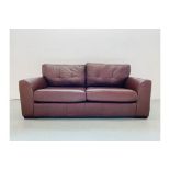 A TAN LEATHER SOFA. WIDTH 196cm, DEPTH 97cm.